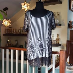 Rebel Wilson Black Lace Over White  Lining. Womans Tunic Dress